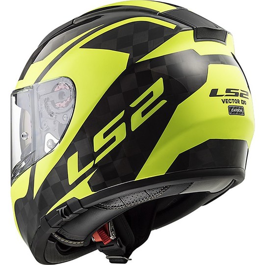 Helm Moto Integral Kohlenstoff Ls2 FF397 Vektor C Glanz Hallo-V gelb fluoreszierend
