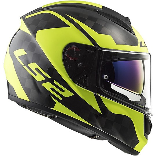 Helm Moto Integral Kohlenstoff Ls2 FF397 Vektor C Glanz Hallo-V gelb fluoreszierend