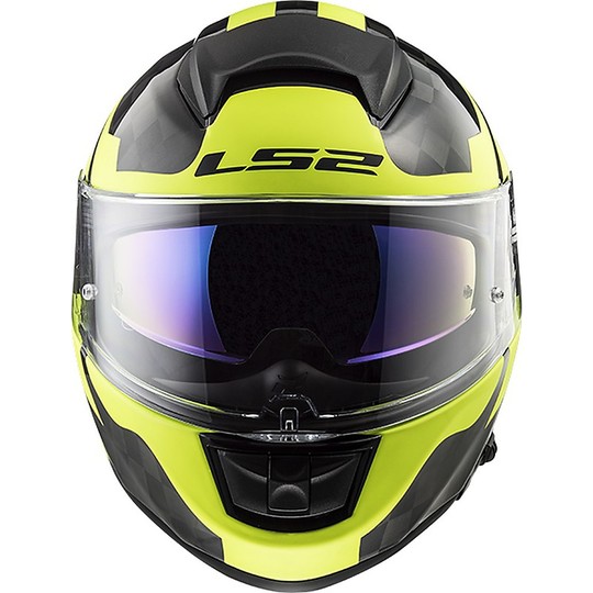 Helm Moto Integral Kohlenstoff Ls2 FF397 Vektor C Glanz Hallo-V gelb fluoreszierend