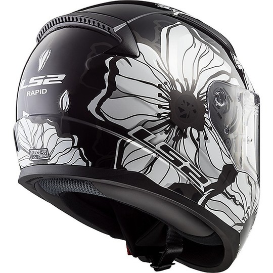Helm Moto Integral Ls2 FF353 Schnell Poppies Schwarz Weiß