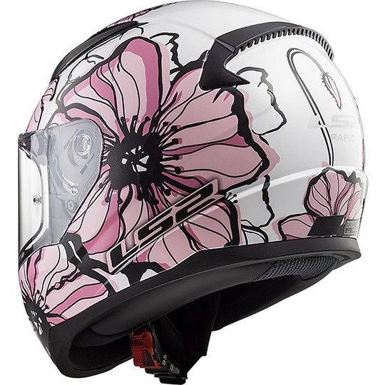 Helm Moto Integral Ls2 FF353 Schnellmohnblumen Weiße Rose