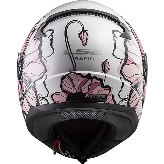 Helm Moto Integral Ls2 FF353 Schnellmohnblumen Weiße Rose
