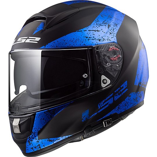 Helm Moto Integral Ls2 FF397 Matte Black Blue Vector Zeichen