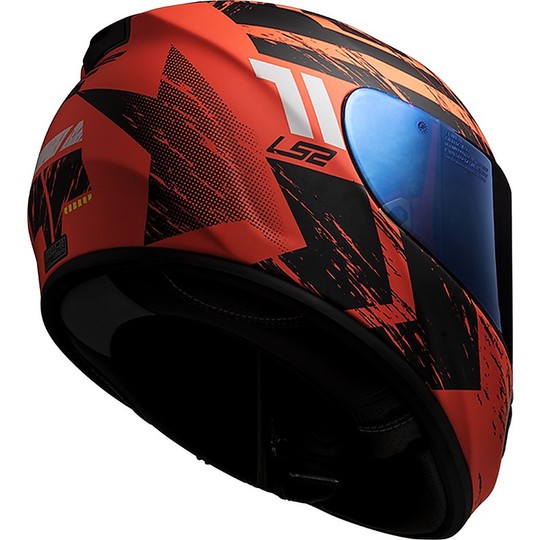 Helm Moto Integral Ls2 FF397 Vector Hunter Schwarz Orange Matt