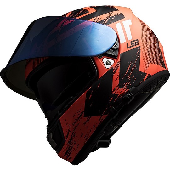 Helm Moto Integral Ls2 FF397 Vector Hunter Schwarz Orange Matt