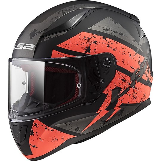 Helm Moto Integral Ls2 Schnelle Deadbolt FF353 Matt Schwarz Orange