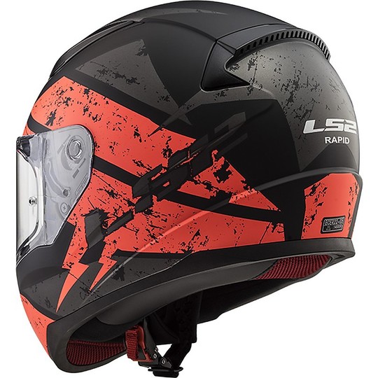 Helm Moto Integral Ls2 Schnelle Deadbolt FF353 Matt Schwarz Orange