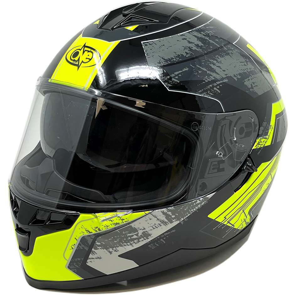 Helm Moto Integral One CR7 Doppel Visier Multi-Schwarz-Gelb Hy-Vision-