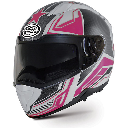 Helm Moto Integral Premier Evoque Doppel Visor ST13 grau weiß Fuchsia