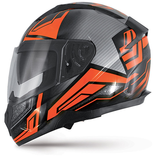 Helm Moto Integral Premier Evoque Doppel Visor ST3 Schwarz Orange