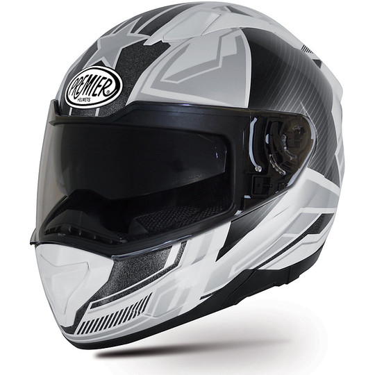 Helm Moto Integral Premier Evoque Doppel Visor ST8 Grau Weiß