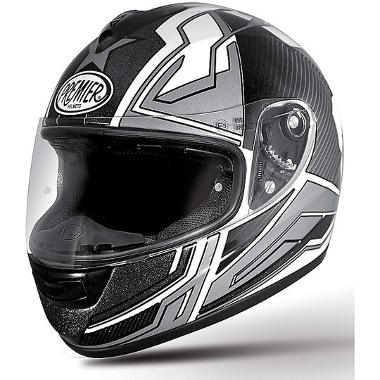 Helm Moto Integral Premier Modell Monza Fiber Coloring ST8 Weiß Grau Mikrometer