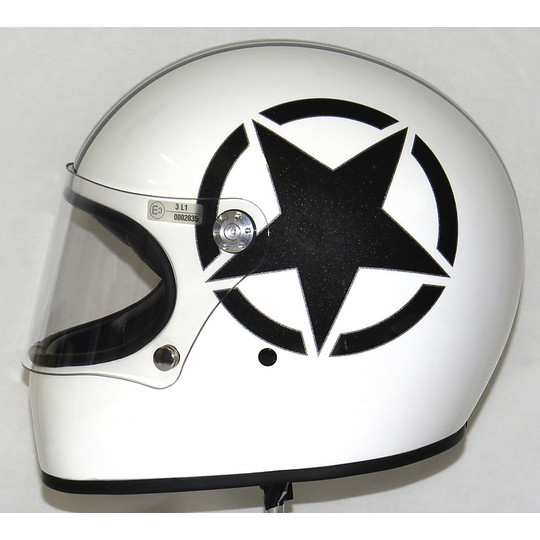 Helm Moto Integral Premier Trophy 70 Jahre Stil Multi-Sterne-Gloss White