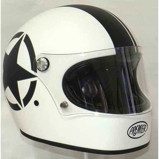 Helm Moto Integral Premier Trophy 70 Jahre Stil Multi-Sterne-Matt White