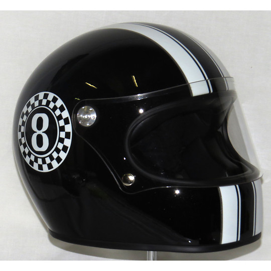 Helm Moto Integral Premier Trophy 70er Jahre Stil Multi Eigth Schwarz