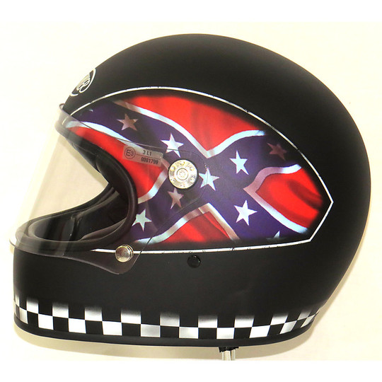 Helm Moto Integral Premier Trophy 70er Jahre Stil Multi-Flagge der Konföderierten