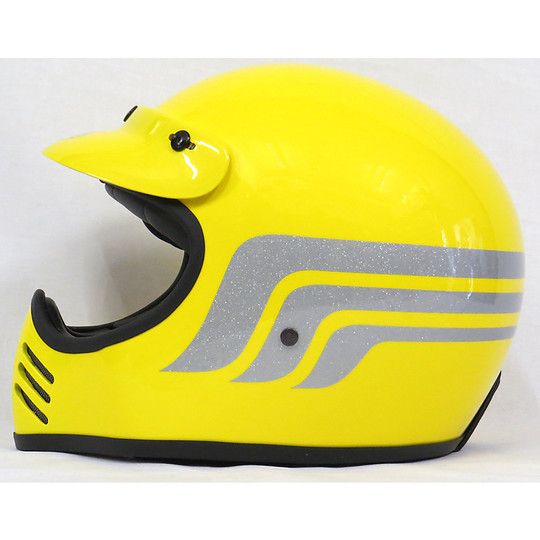 Helm Moto Integral Premier Trophy MX Stil der 70er Jahre LC Gelb Silber