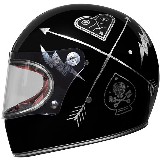 Helm Moto Integral Premier Trophy Stil der 70er Jahre NX SILVER CHROMED