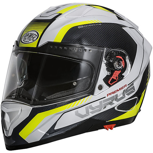 Helm Moto Integral Premier Vyrus MPY Schwarz Gelb Weiß