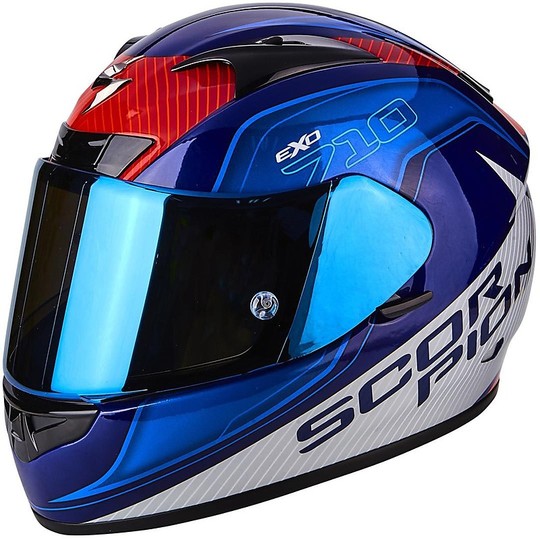Helm Moto Integral Scorpion Exo-710 Air Mugello Blau Weiß