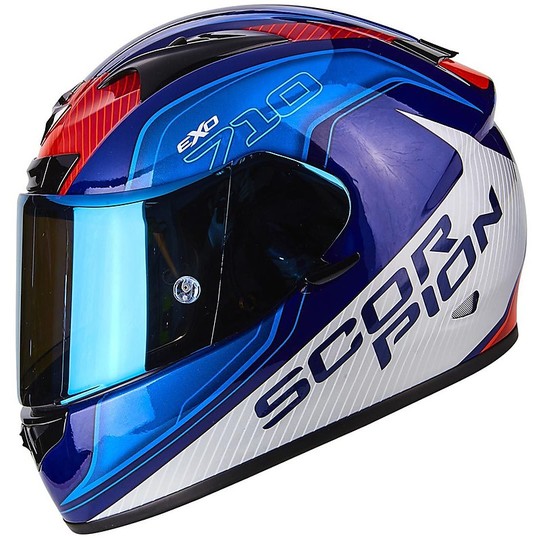 Helm Moto Integral Scorpion Exo-710 Air Mugello Blau Weiß