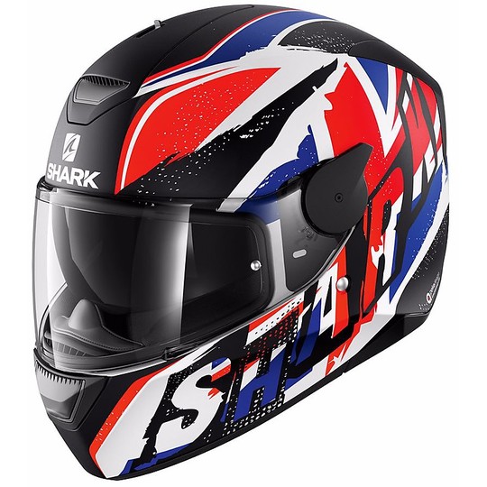 Helm Moto Integral Shark D-Skwal UJACK Mat Rot Blau Weiß