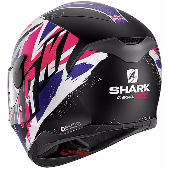 Helm Moto Integral Shark D-Skwal UJACK Mat Weiß Fuchsia
