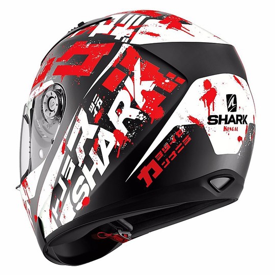 Helm Moto Integral Shark Ridil Kengal Mat Weiß Rot