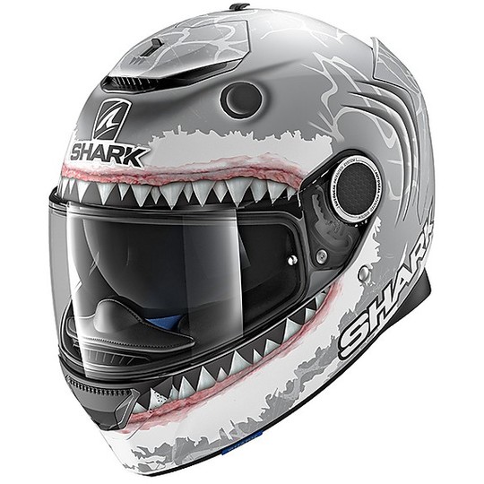 Helm Moto Integral Spartan LORENZO WHT Shark Silber Anthrazit Opaque