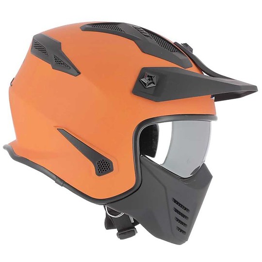 Helm Moto Jet Astone ELEKTRON Abnehmbarer, orangefarbener Menotoniera