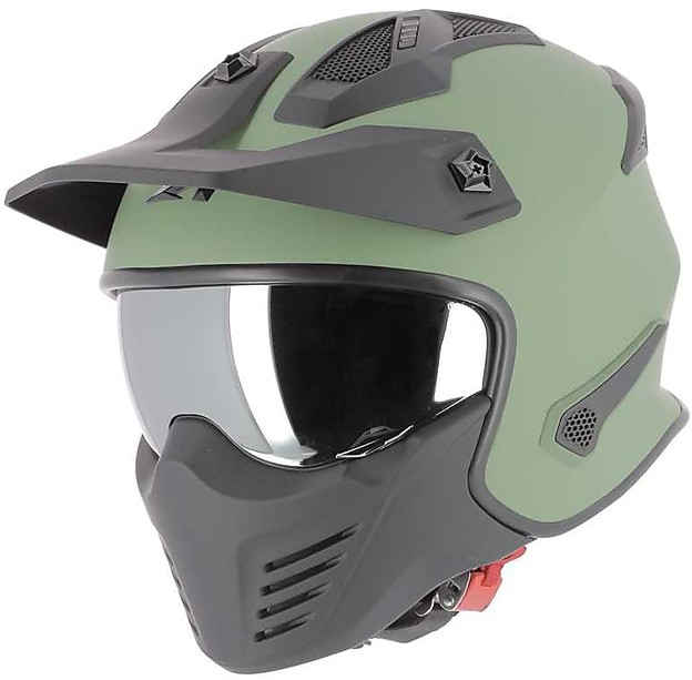 Jethelm Matt Grün, Größe XL (59 Cm) – Mit Einziehbarem Sonnenvisier, Waschbarem Innenfutter & Anti-Diebstahl-Ring