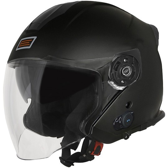 Helm Moto Jet Origin Palio 2.0 mit Bluetooth lange Visier Matt Schwarz