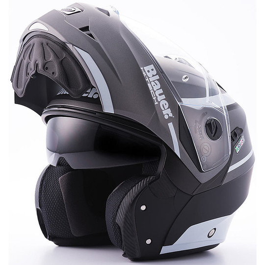 Helm Moto Modular Blauer Himmel 2 Black Titanium Matt White