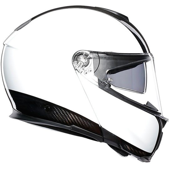 Helm Moto Modular Carbon-AGV Sportmodular Mono Carbon Black Weiß