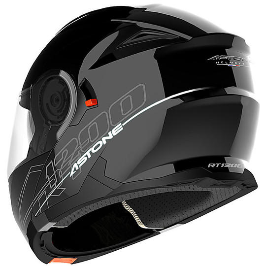 Helm Moto Modular Doppel Zulassung Astone RT 1200 Gloss Black