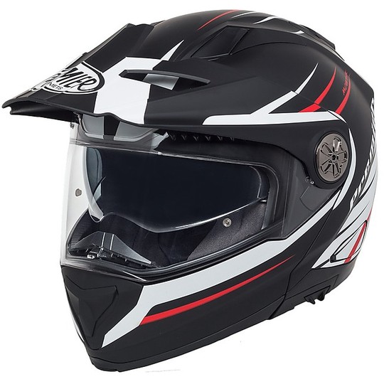 Helm Moto Modular Doppelsport-Premier X-TRAIL MO BM 92 Matt Schwarz Rot Weiß