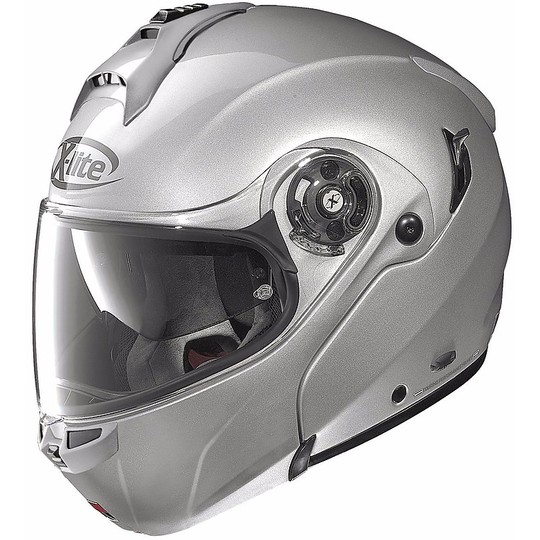 Helm Moto Modular Fiber X-Lite X-1004 Elegance N-Com 02 Silber