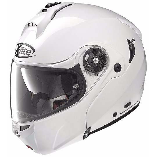 Helm Moto Modular Fiber X-Lite X-1004 Elegance N-Com 03 Gloss White