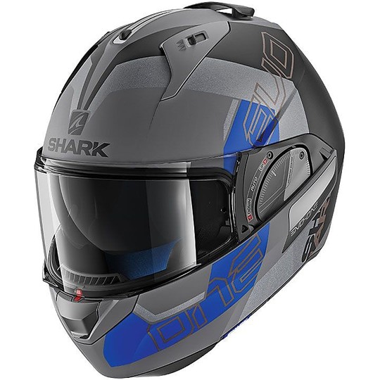 Helm Moto Modular geöffnet werden Shark EVO ONE 2 SLASHER Anthrazit Blau Opaque