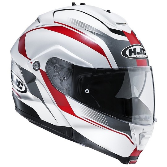 Helm Moto Modular HJC ISMAX 2 Elements MC1 SF Weiß Rot Doppel Visier