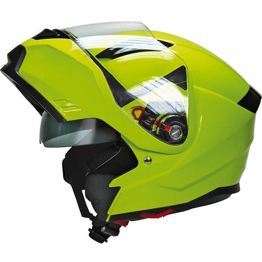 Helm Moto Modular Motocubo Flup Cube Pro Gelb High Visibility Doppel Visier geöffnet werden
