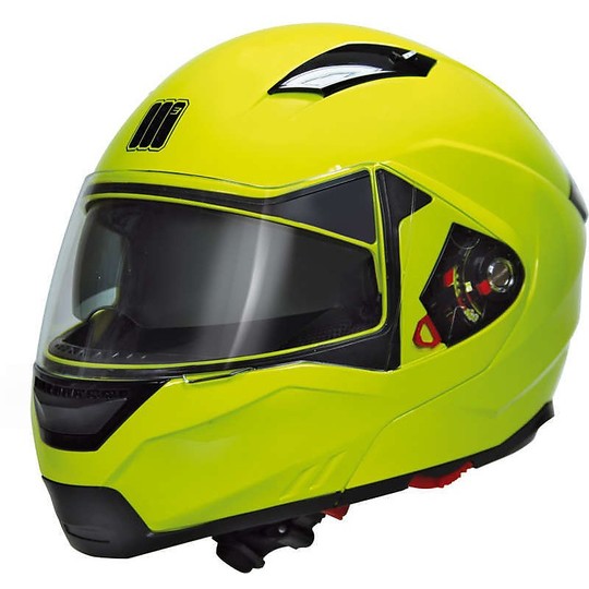 Helm Moto Modular Motocubo Flup Cube Pro Gelb High Visibility Doppel Visier geöffnet werden