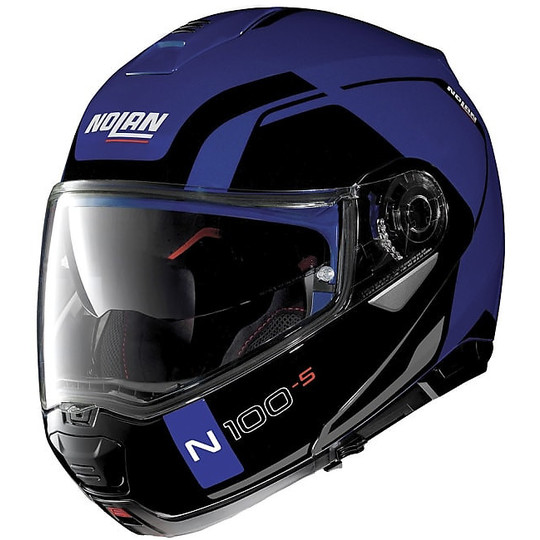 Helm Moto Modular Nolan N-Com N100.5 Consistency 024 Wohnung Cayman Blau
