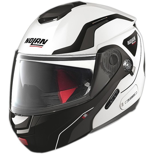 Helm Moto Modular Nolan N-COM N90.2 Straton White Black Metal