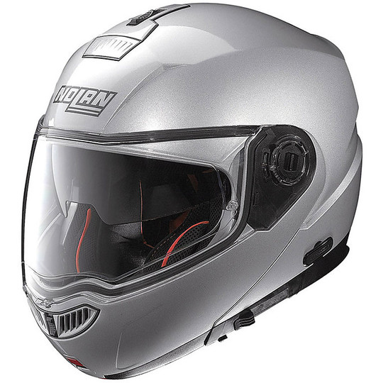 Helm Moto Modular Nolan N104 Absolute Klassische N-COM 01 Silber