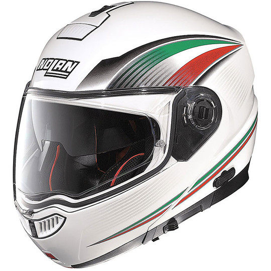Helm Moto Modular Nolan N104 N-COM Italien 053 Gloss White