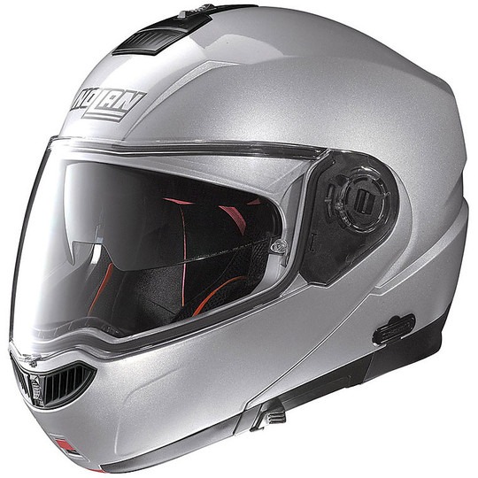 Helm Moto Modular Nolan N104 Spezielle N-COM 011 Absolute Silbersalz