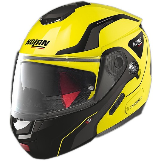 Helm Moto Modular Nolan N90.2 Straton N-COM Yellow Black Metal