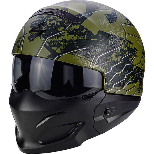 Helm Moto Modular Scorpion Exo-Combat 2 in 1 Ratnik Grün Opaque