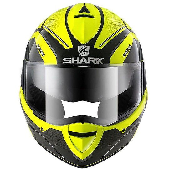 Helm Moto Modular Shark EVOLINE 3 HATAUM HV Gelb Schwarz geöffnet werden
